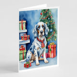 English Setter Christmas Reindeer Greeting Cards Pack of 8