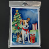 Fox Terrier Christmas Reindeer Greeting Cards Pack of 8