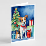 Fox Terrier Christmas Reindeer Greeting Cards Pack of 8