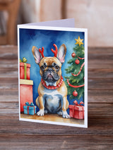 French Bulldog Christmas Reindeer Greeting Cards Pack of 8