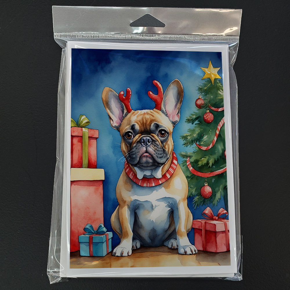 French Bulldog Christmas Reindeer Greeting Cards Pack of 8