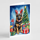 German Shepherd Christmas Reindeer Greeting Cards Pack of 8