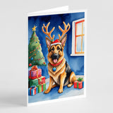 German Shepherd Christmas Reindeer Greeting Cards Pack of 8