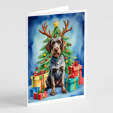 German Wirehaired Pointer Christmas Reindeer Greeting Cards Pack of 8