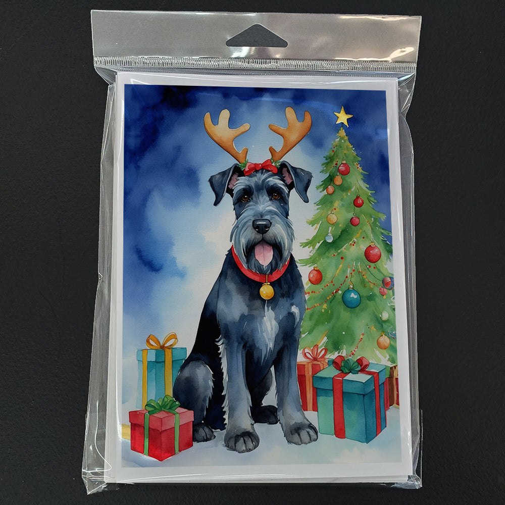 Giant Schnauzer Pointer Christmas Reindeer Greeting Cards Pack of 8