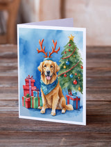 Golden Retriever Christmas Reindeer Greeting Cards Pack of 8