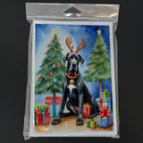 Black Great Dane Christmas Reindeer Greeting Cards Pack of 8