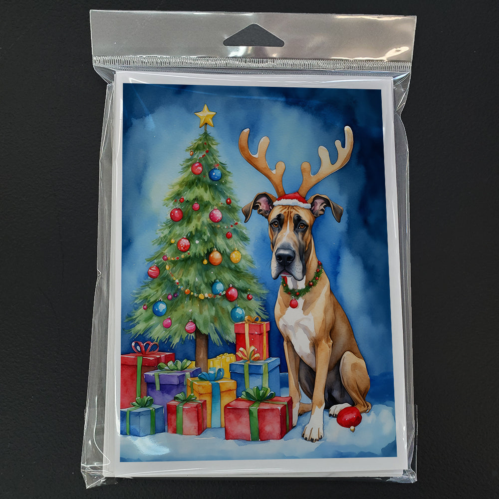 Great Dane Christmas Reindeer Greeting Cards Pack of 8