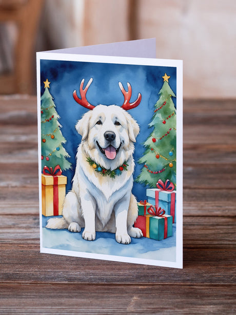 Great Pyrenees Christmas Reindeer Greeting Cards Pack of 8