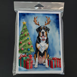 Greater Swiss Mountain Dog Christmas Reindeer Greeting Cards Pack of 8