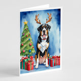 Greater Swiss Mountain Dog Christmas Reindeer Greeting Cards Pack of 8