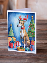 Greyhound Christmas Reindeer Greeting Cards Pack of 8