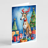 Greyhound Christmas Reindeer Greeting Cards Pack of 8