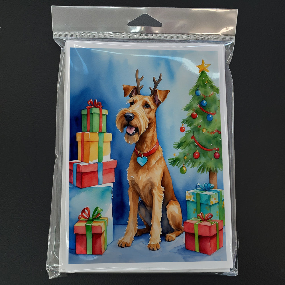 Irish Terrier Christmas Reindeer Greeting Cards Pack of 8