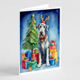 Irish Wolfhound Christmas Reindeer Greeting Cards Pack of 8