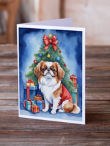 Japanese Chin Christmas Reindeer Greeting Cards Pack of 8