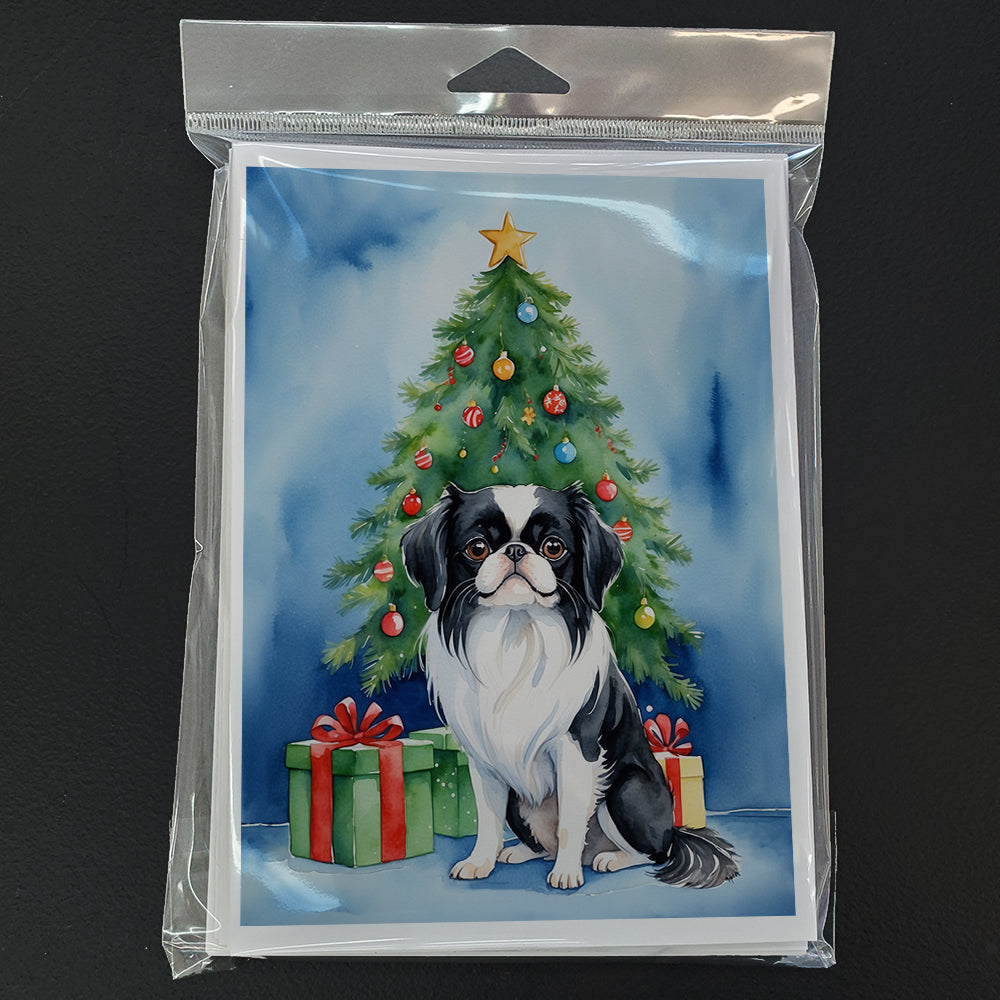 Japanese Chin Christmas Reindeer Greeting Cards Pack of 8