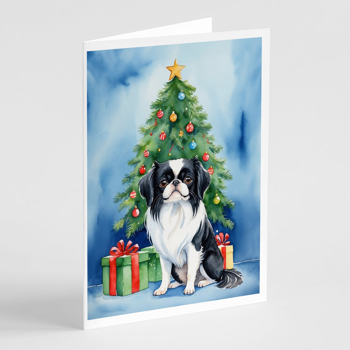 Japanese Chin Christmas Reindeer Greeting Cards Pack of 8