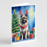 Keeshond Christmas Reindeer Greeting Cards Pack of 8