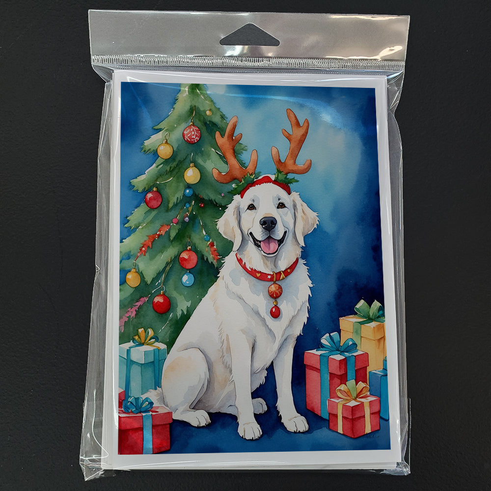 Kuvasz Christmas Reindeer Greeting Cards Pack of 8