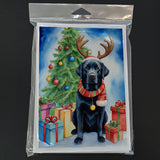 Black Labrador Retriever Christmas Reindeer Greeting Cards Pack of 8