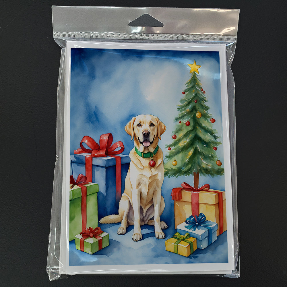 Yellow Labrador Retriever Christmas Reindeer Greeting Cards Pack of 8