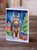 Labradoodle Christmas Reindeer Greeting Cards Pack of 8