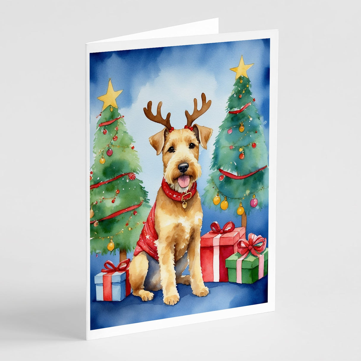 Lakeland Terrier Christmas Reindeer Greeting Cards Pack of 8