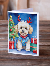 Maltipoo Christmas Reindeer Greeting Cards Pack of 8