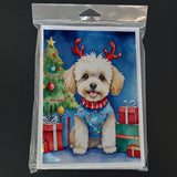 Maltipoo Christmas Reindeer Greeting Cards Pack of 8