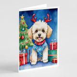 Maltipoo Christmas Reindeer Greeting Cards Pack of 8