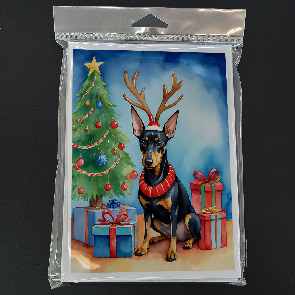 Manchester Terrier Christmas Reindeer Greeting Cards Pack of 8