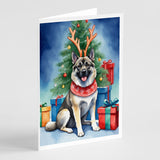 Norwegian Elkhound Christmas Reindeer Greeting Cards Pack of 8