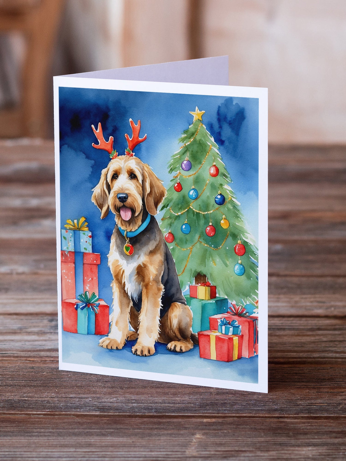 Otterhound Christmas Reindeer Greeting Cards Pack of 8