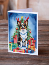 Papillon Christmas Reindeer Greeting Cards Pack of 8