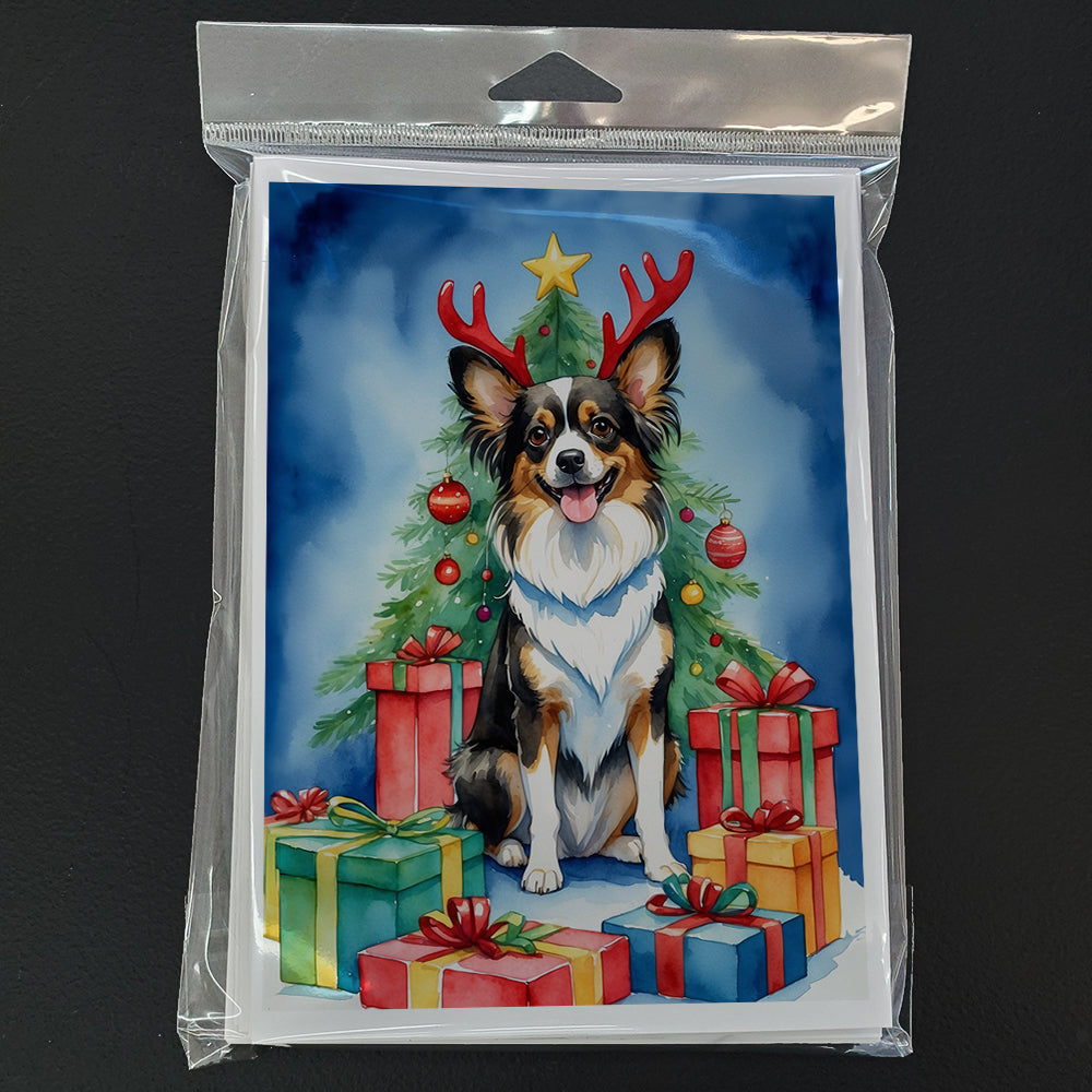 Papillon Christmas Reindeer Greeting Cards Pack of 8