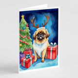 Pekingese Christmas Reindeer Greeting Cards Pack of 8