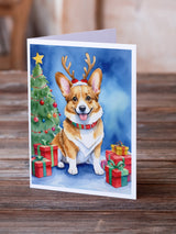 Corgi Christmas Reindeer Greeting Cards Pack of 8