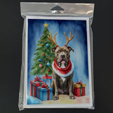 Pit Bull Terrier Christmas Reindeer Greeting Cards Pack of 8