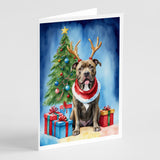 Pit Bull Terrier Christmas Reindeer Greeting Cards Pack of 8