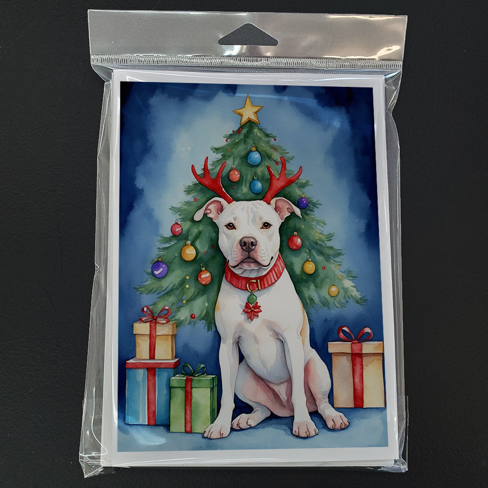 Pit Bull Terrier Christmas Reindeer Greeting Cards Pack of 8