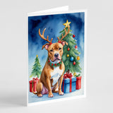 Pit Bull Terrier Christmas Reindeer Greeting Cards Pack of 8