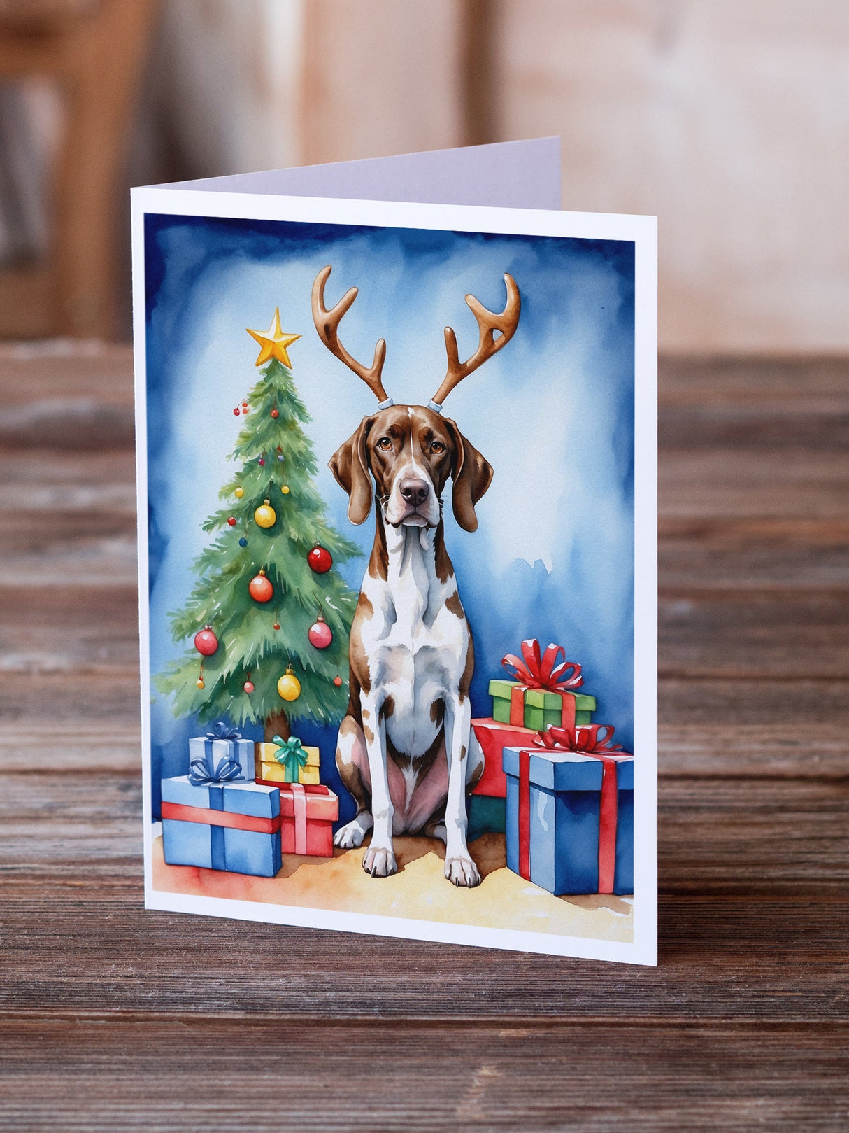 Pointer Christmas Reindeer Greeting Cards Pack of 8