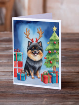 Pomeranian Christmas Reindeer Greeting Cards Pack of 8