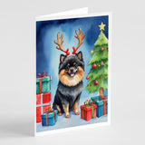 Pomeranian Christmas Reindeer Greeting Cards Pack of 8