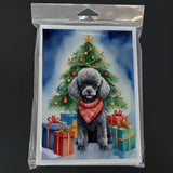 Black Toy Poodle Christmas Reindeer Greeting Cards Pack of 8