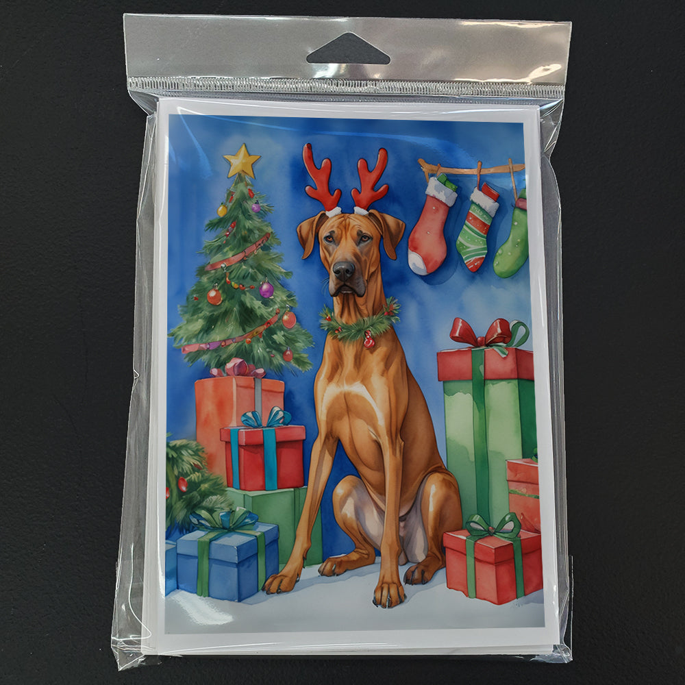 Rhodesian Ridgeback Christmas Reindeer Greeting Cards Pack of 8