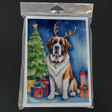 Saint Bernard Christmas Reindeer Greeting Cards Pack of 8