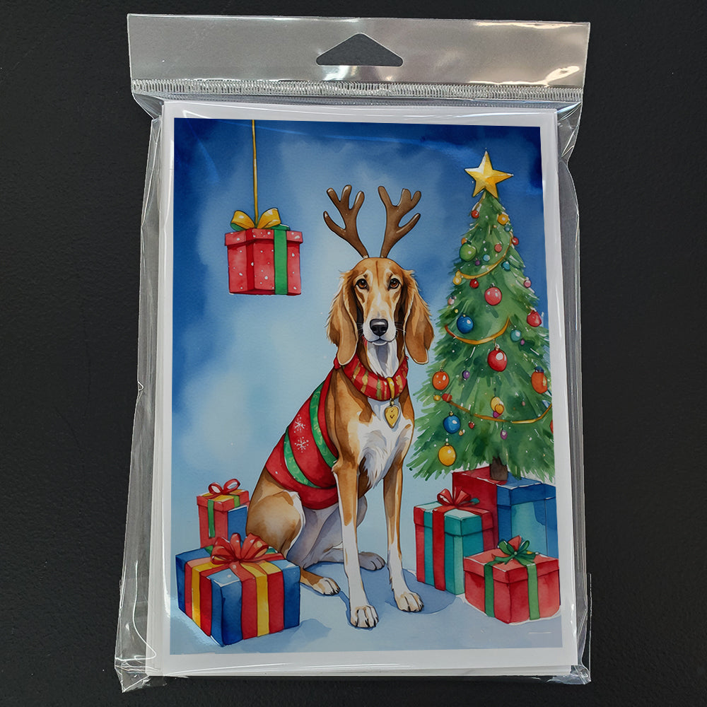 Saluki Christmas Reindeer Greeting Cards Pack of 8