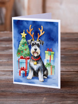 Schnauzer Christmas Reindeer Greeting Cards Pack of 8